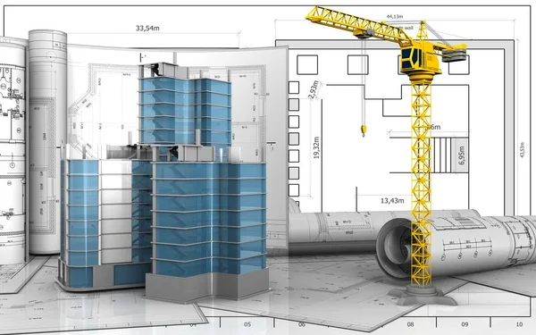 Şehir çeyrek inşaat çizimleri ile