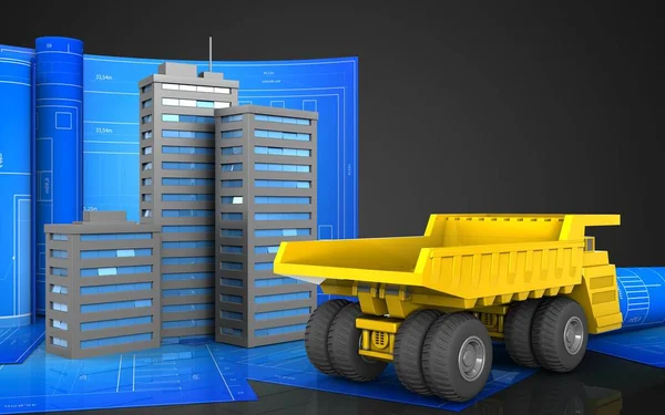 Rulo çizim ile şehir binaları 