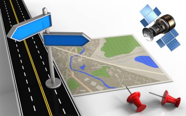 dizin ve kırmızı iğneler ile göster