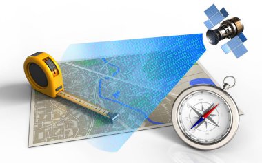 cetvel ve uydu haritası