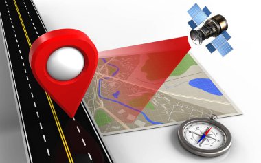 konumu iğne ile harita ve pusula