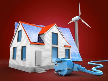 kırmızı bir arka plan üzerinde modern ev