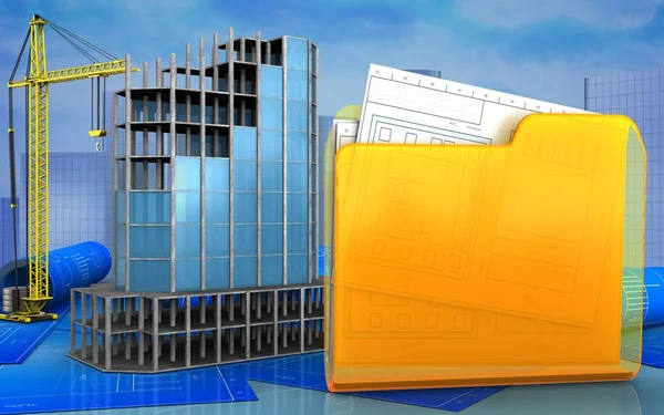 3D nowoczesny budynek ramki — Zdjęcie stockowe