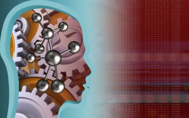 molekül kırmızı bir arka plan üzerinde 