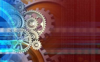 Gears'ı kırmızı bir arka plan üzerinde gösterimi