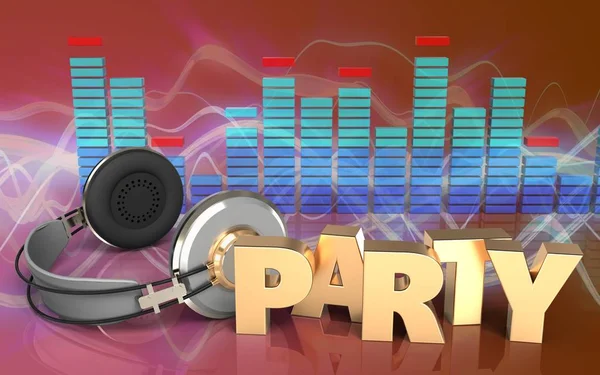 3d party sign headphones — Stock Photo, Image
