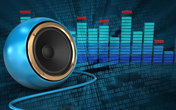 3d spectrum blue sound speaker — Stock Photo, Image