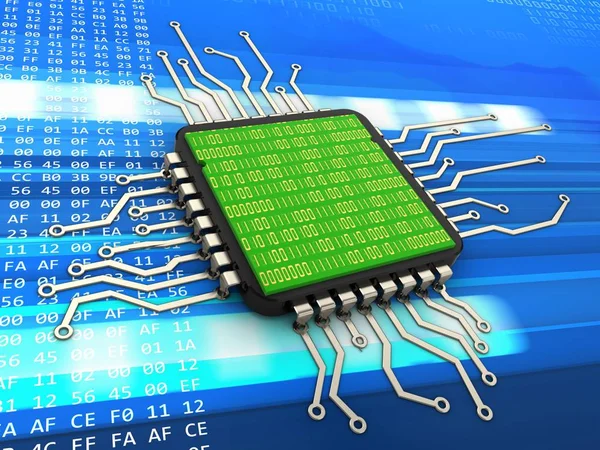 Ilustrace počítačový čip — Stock fotografie