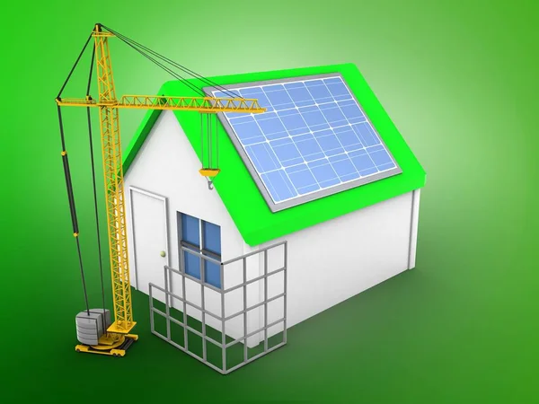 Egyszerű ház zöld háttér — Stock Fotó