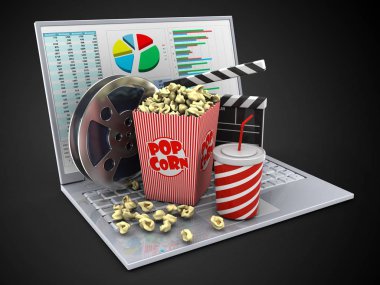 dizüstü siyah arka plan üzerinde gösterimi 