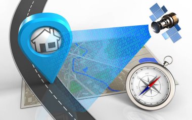 ev noktası ile harita ve pusula