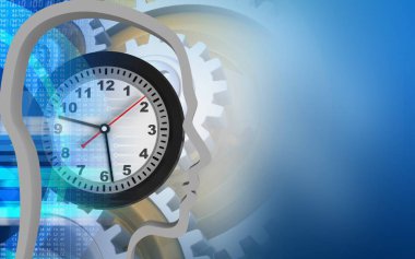  Gears'ı ile mavi arka plan üzerinde saat