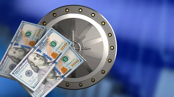 Valut deur over blauwe grafiek achtergrond — Stockfoto