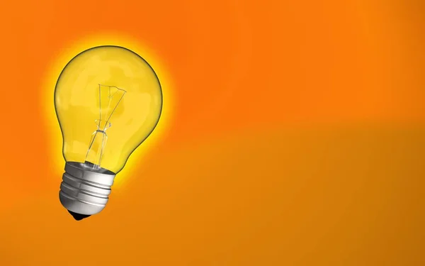 Glühbirne auf orangenem Hintergrund — Stockfoto
