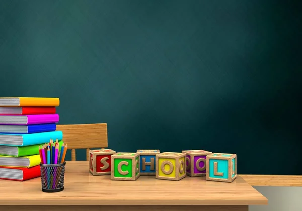 Шкільна дошка з літерами куб — стокове фото