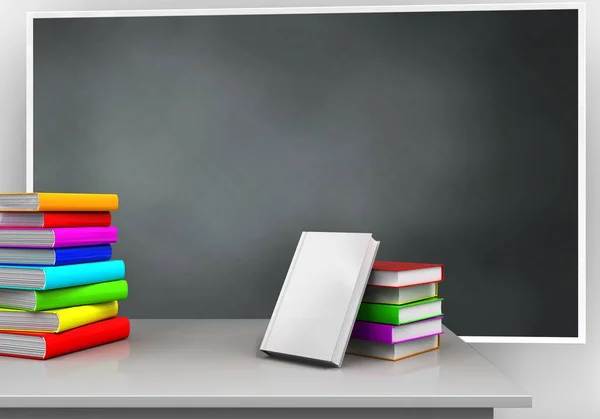 Tafel mit Bücherstapel — Stockfoto