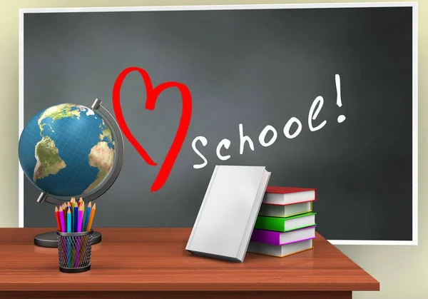 Blackboard med kärlek skola text — Stockfoto