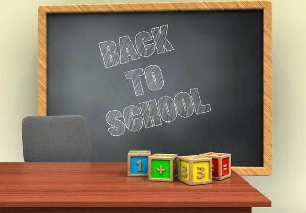 A szöveg iskola vissza szürke chalkboard — Stock Fotó