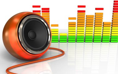 3D turuncu hoparlör ses spektrum