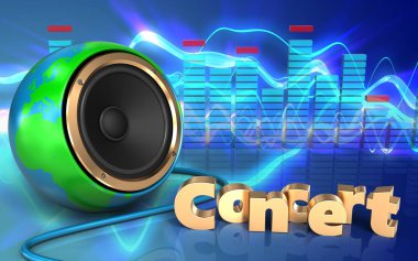 3D konser işareti dünya hoparlör toprak