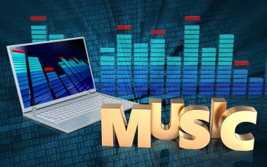 3D dizüstü bilgisayar müzik işareti