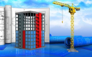 Bina inşaat çizimleri ile