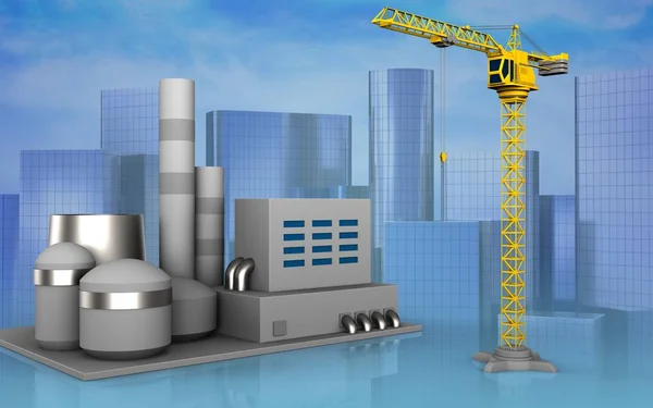 Factory over skyscrapper — Stock Photo, Image