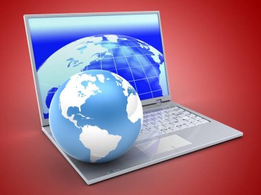 kırmızı bir arka plan üzerinde dizüstü 