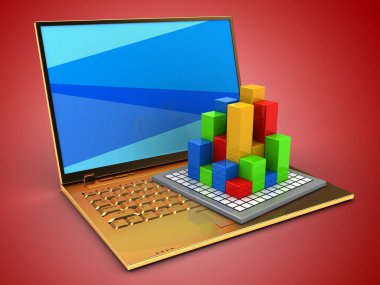 kırmızı zemin üzerine altın bilgisayar