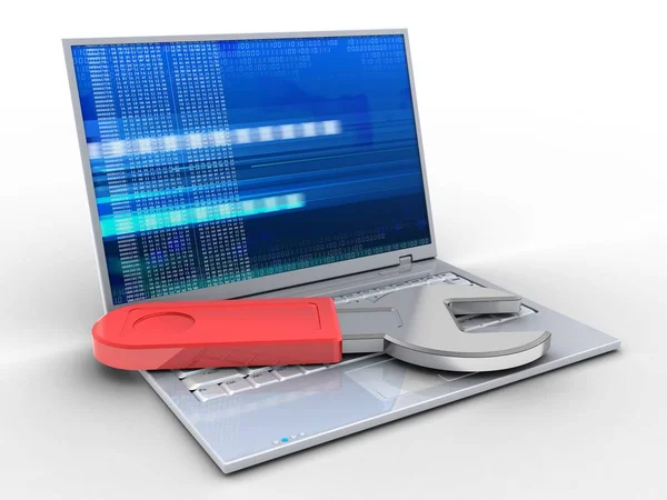 F laptop over white background — Stock Photo, Image