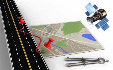 iğne ile harita ve rota