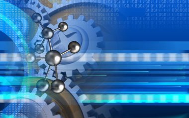 molekül gears ile siber arka plan üzerinde