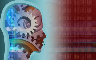 kırmızı arka plan üzerinde kafa dişli