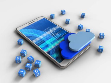 Beyaz arka plan üzerinde beyaz telefon