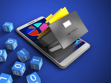 mavi arka plan üzerinde beyaz telefon