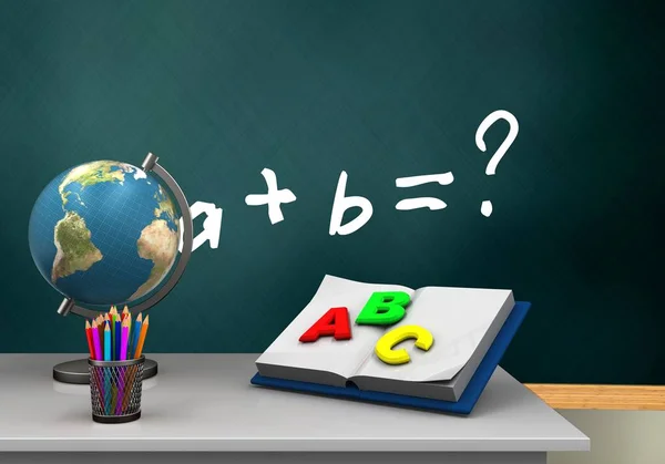 Шкільна школа з текстом вправи математики — стокове фото