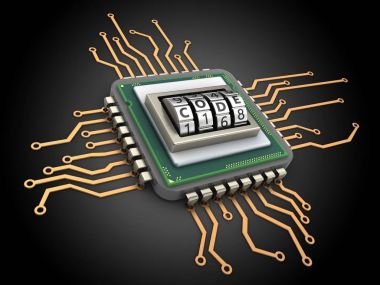 İşlemci siyah arka plan üzerinde 