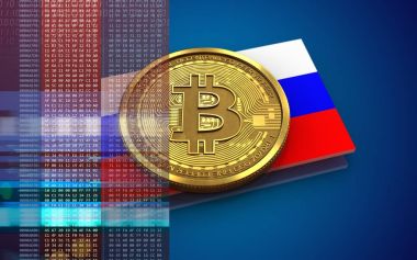 mavi arka plan üzerinde bitcoin 