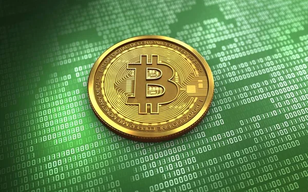 Ілюстрація bitcoin над зелений — стокове фото