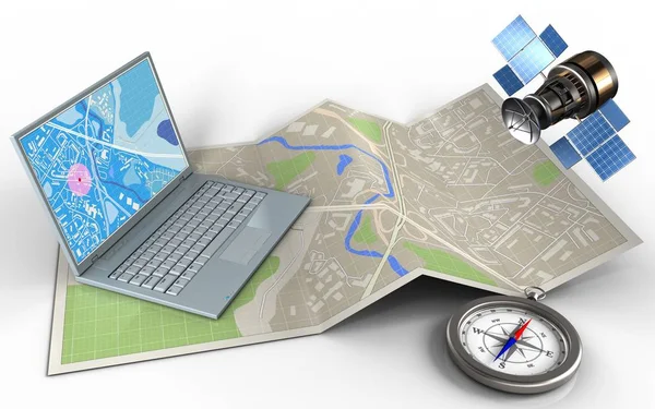 harita kağıt bilgisayar ile 