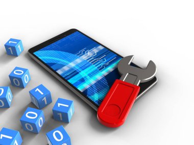 beyaz arkaplan üzerinde cep telefonu