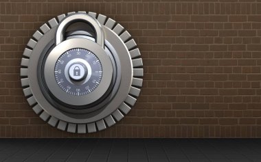 tuğla arka plan üzerinde kilit