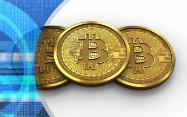  Beyaz arka plan üzerinde bitcoin