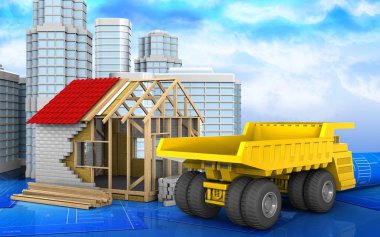 Kentsel sahne ile çerçeve ev 