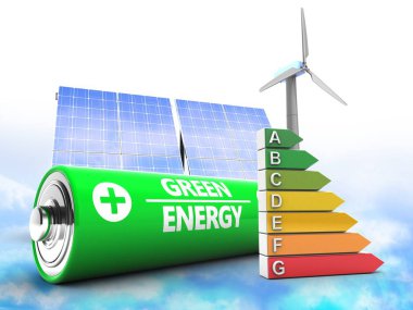  bulutlar arka plan üzerinde pil 