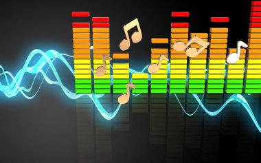 ses dalgası siyah arka plan üzerine notlar