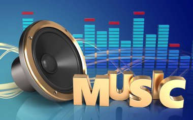 Dalga mavi arka plan üzerinde hoparlör