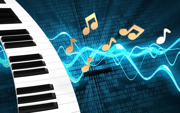 Piano keyboard över ljudet våg — Stockfoto