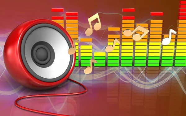 Speaker over red sound wave — Stock Photo, Image