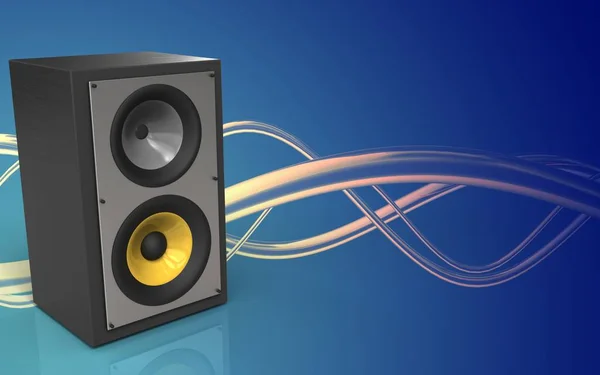 Sound system over wave blue background — Stock Photo, Image